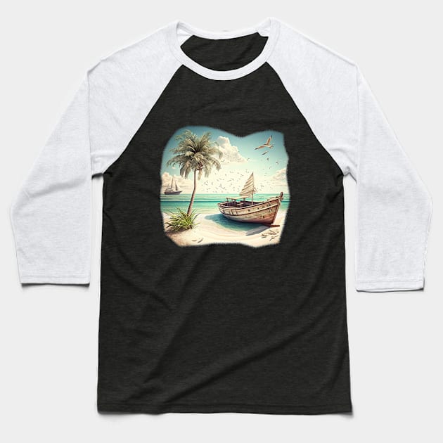 Beach Baseball T-Shirt by MC Creations